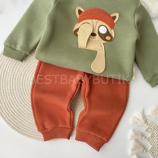 Rakun Ce-Ee Detaylı Panduflu Şardonlu Kışlık 3’Lü Takım