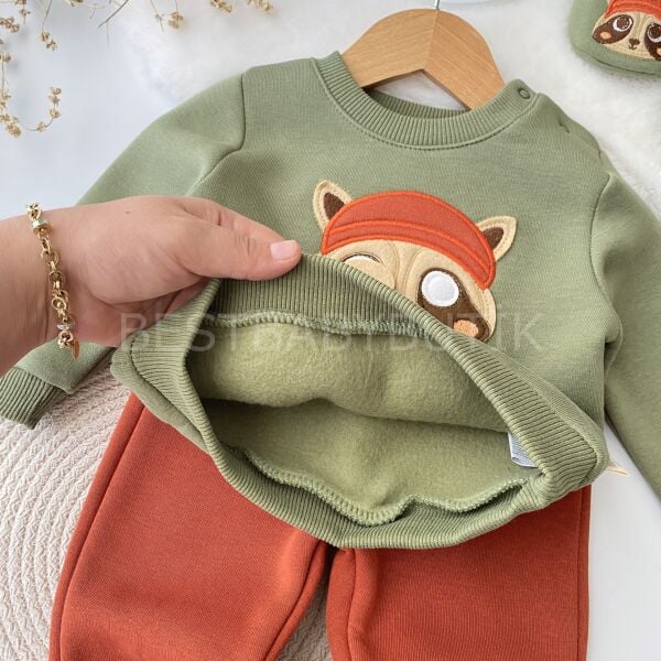 Rakun Ce-Ee Detaylı Panduflu Şardonlu Kışlık 3’Lü Takım