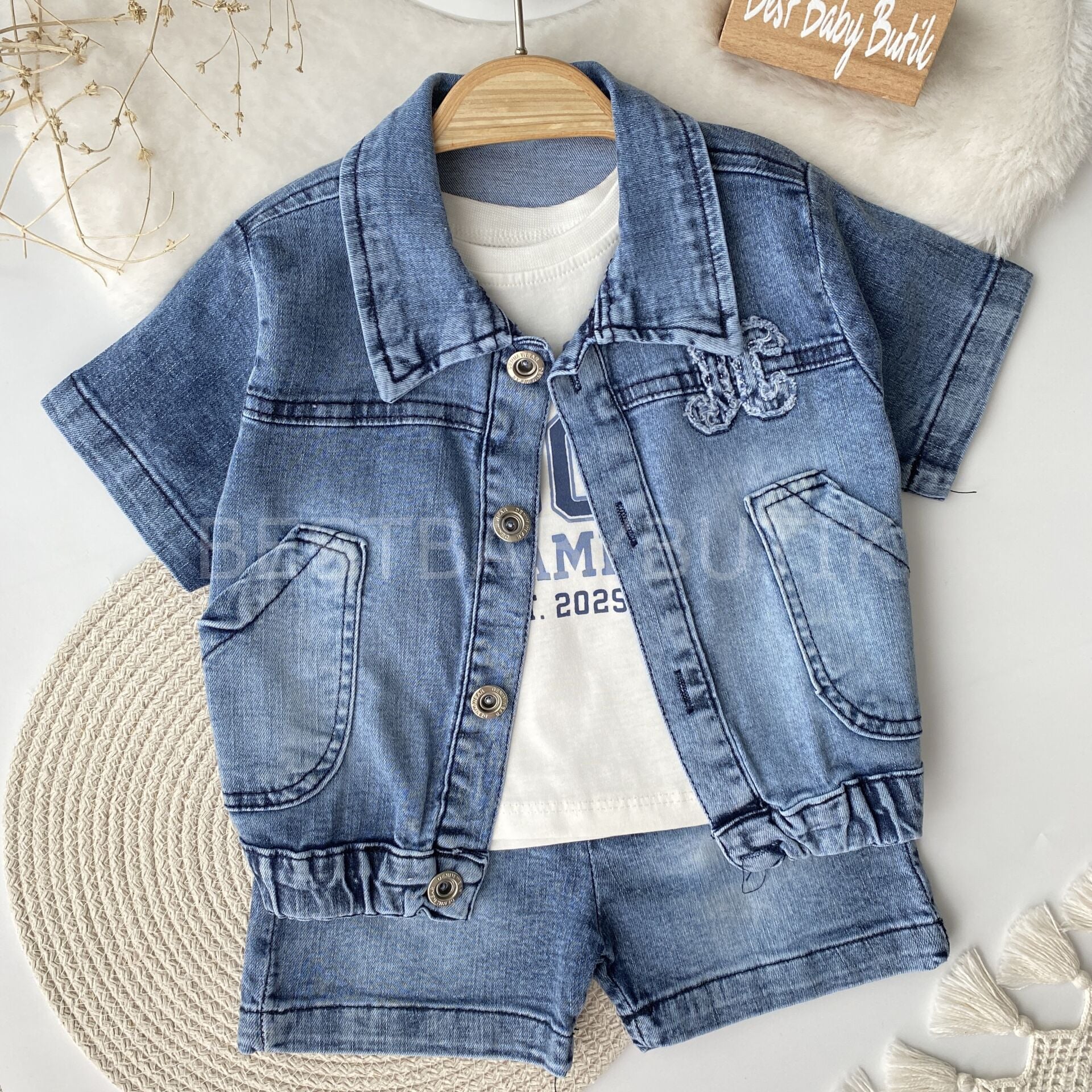Oversize Kot Ceketli Şortlu 3’Lü Takım 18-24 AY