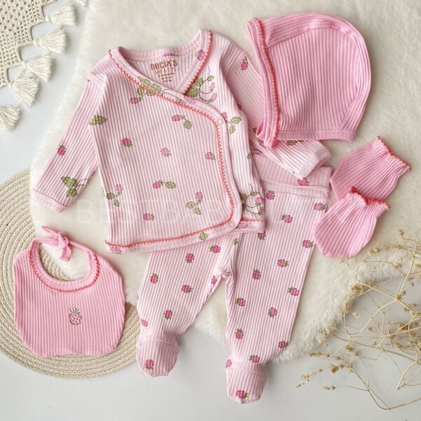 Ahududu Oyalı 5 Parça Hastane Çıkışı Takımı