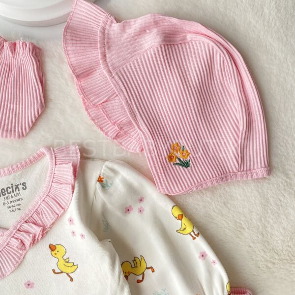 Civcivli Fırfırlı 5 Parça Hastane Çıkışı Takımı