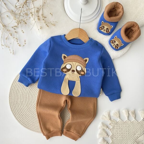 Rakun Ce-Ee Detaylı Panduflu Şardonlu Kışlık 3’Lü Takım