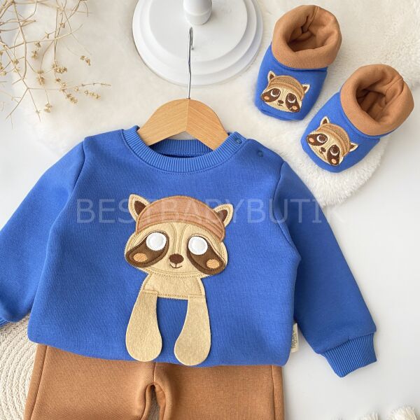 Rakun Ce-Ee Detaylı Panduflu Şardonlu Kışlık 3’Lü Takım