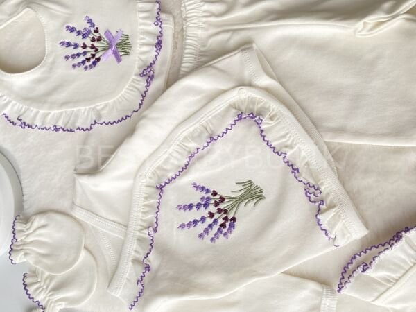 Lavanta Buketi Oyalı 5 Parça Hastane Çıkışı Takımı