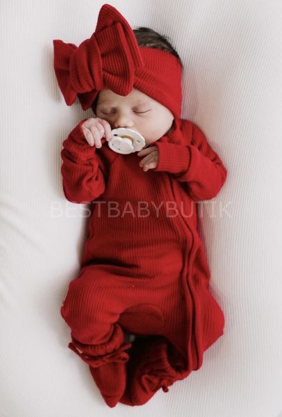 BÜYÜK FİYONKLU FIRFIRLI KENDİNDEN ELDİVENLİ KIRMIZI TULUM