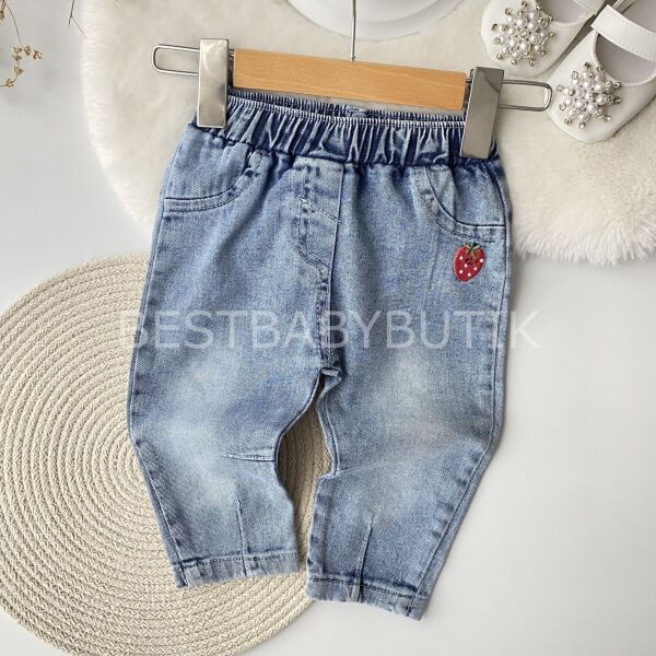 Çilek Yakalı Müslin Gömlekli Kot Pantolonlu 2’Li Takım 18-24 AY