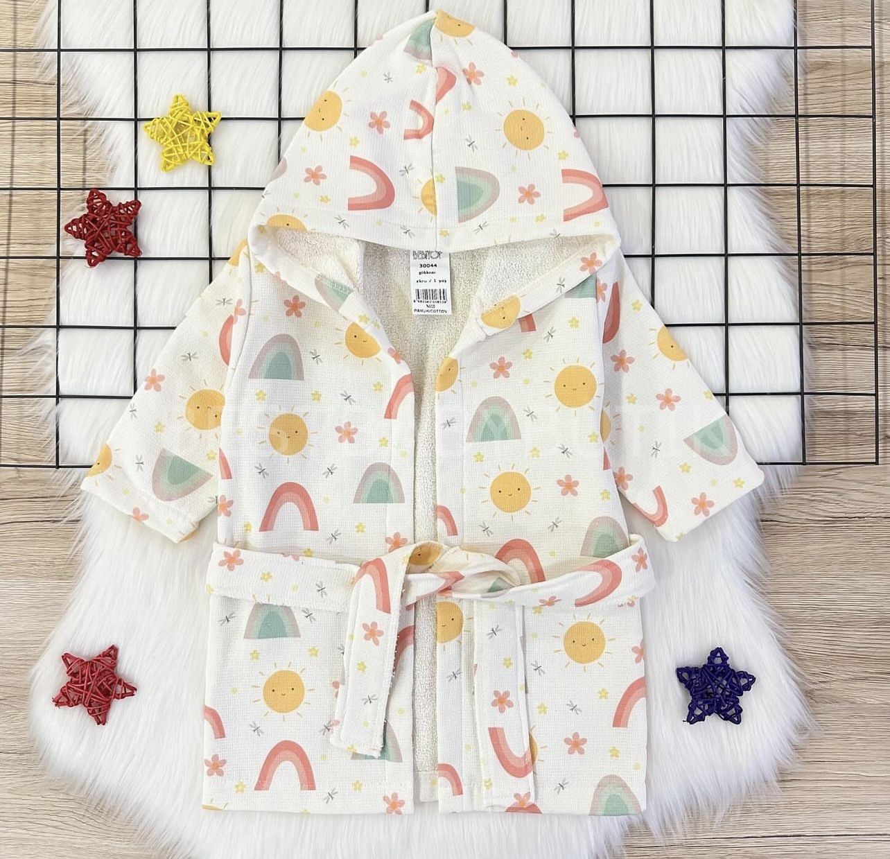 GÜNEŞ DESENLİ BEBEK BORNOZ