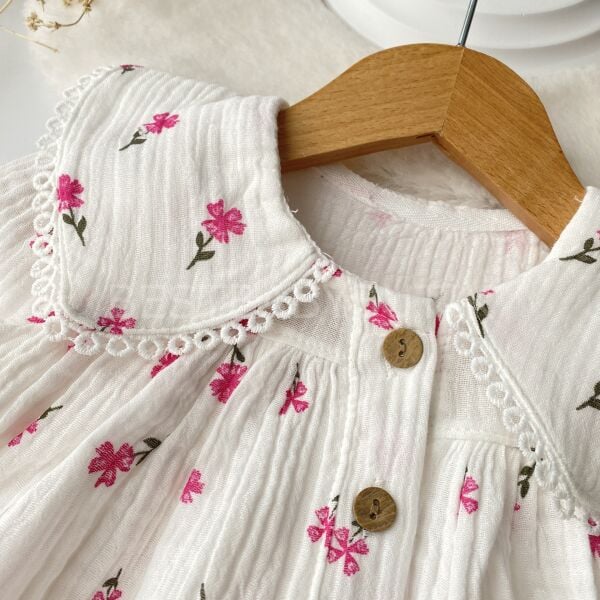 Eftelya Çıtır Çiçekli Müslin Gömlek ve Yandan Fırfırlı Bol Paça Takım