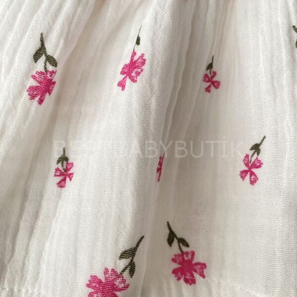 Eftelya Çıtır Çiçekli Müslin Gömlek ve Yandan Fırfırlı Bol Paça Takım