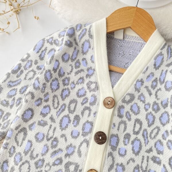 Leopar Desenli Triko Hırkalı Takım