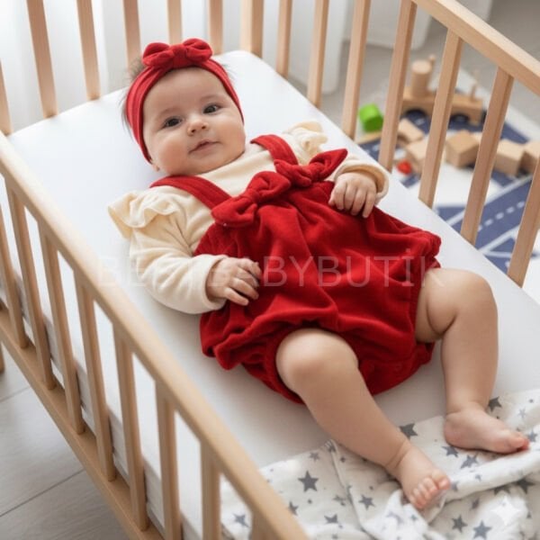 Kurdaleli Bandanalı Kadife Ramper Tulum