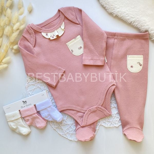 ELSA ÇITIR ÇİÇEKLİ CEP DETAYLI FİTİLLİ ALT ÜST TAKIM