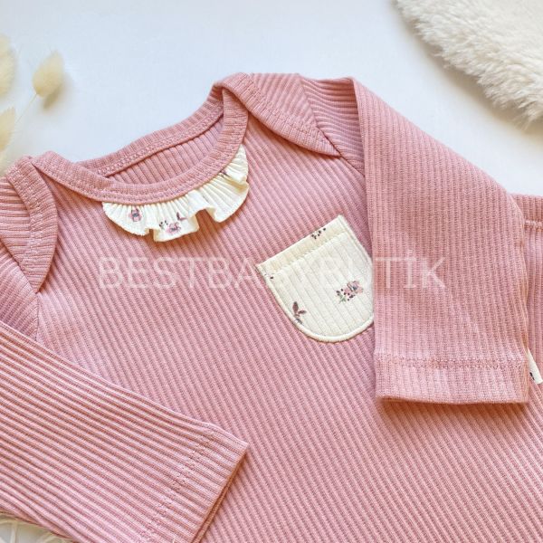 ELSA ÇITIR ÇİÇEKLİ CEP DETAYLI FİTİLLİ ALT ÜST TAKIM
