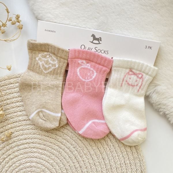 OLAYSOCKS  FİTİLLİ DİKİŞSİZ 3’LÜ SOKET ÇORAP 0-6 AY