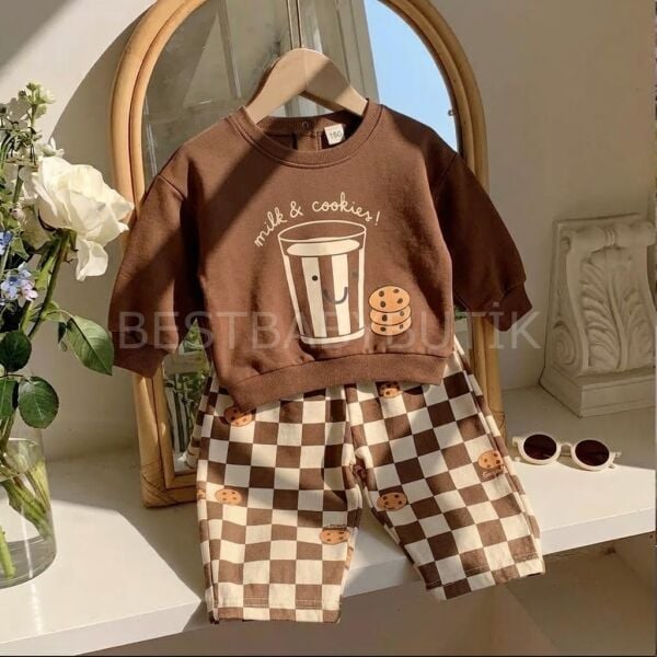 Kurabiyeli Balon Pantolonlu Oversize Takım