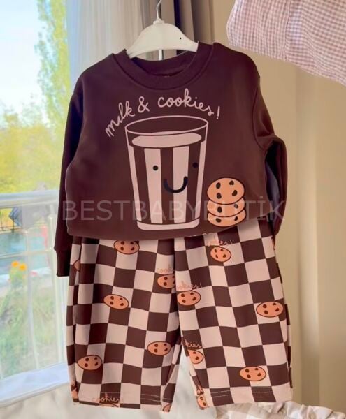 Kurabiyeli Balon Pantolonlu Oversize Takım 6-7 YAŞ