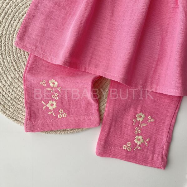 Çiçek Nakışlı Robalı Müslin Takım 6-9 AY