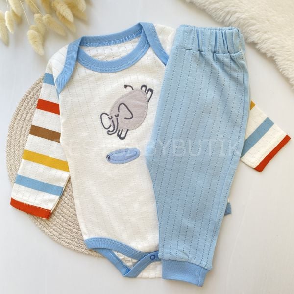 RENKLİ ÇİZGİLİ FİL DETAYLI NEFES ALABİLEN MEVSİMLİK 2’Lİ TAKIM