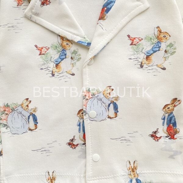 TAVŞAN AİLESİ GÖMLEK YAKA PİJAMA TAKIMI