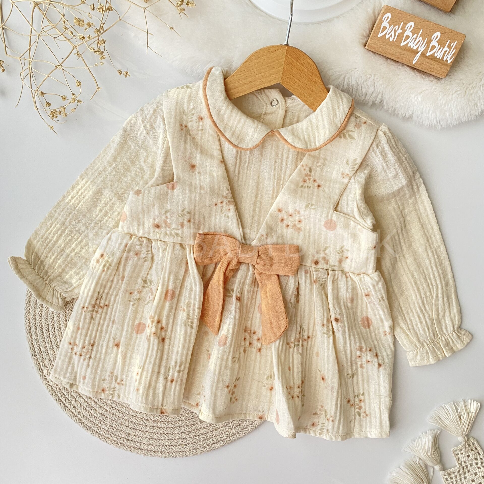 Nostalji Çiçekli Müslin Elbise