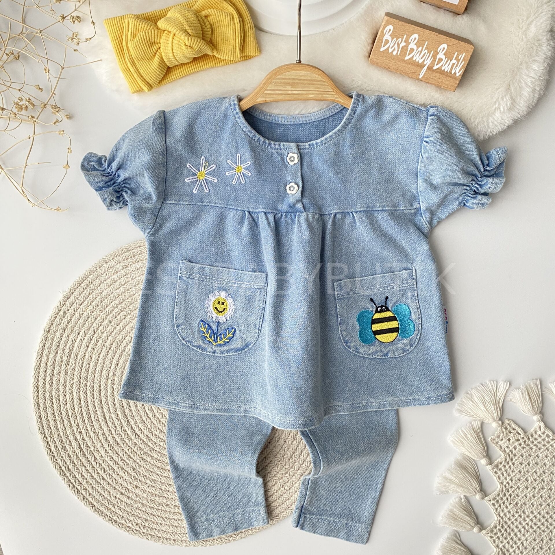 İlkbahar Konseptli Pamuklu Kot Takım