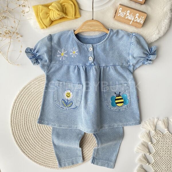 İlkbahar Konseptli Pamuklu Kot Takım