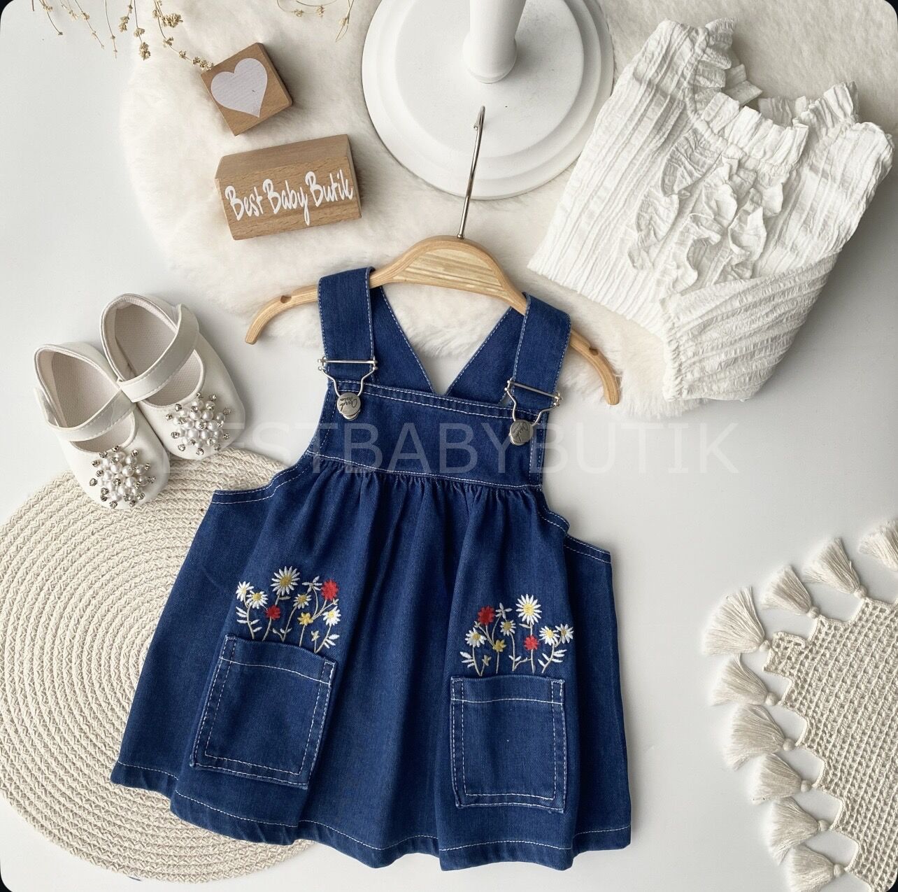 Premium Bahar Çiçekleri Robalı Kot Jile Ve Buklet Gömlek