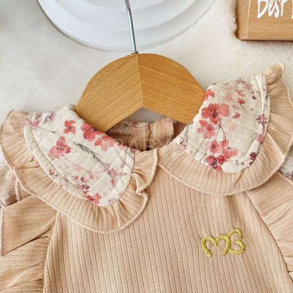 Çiçekli Bebe Yaka Gömlek Görünümlü 2’Li Takım