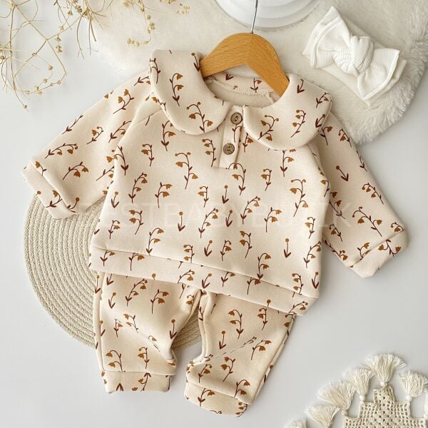 Bebek Yaka Laleli Şardonlu 2’Li Takım