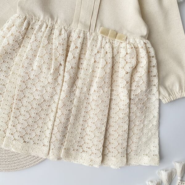 Miya Dantel Etekli Mini Kurdaleli Elbise 18-24 AY