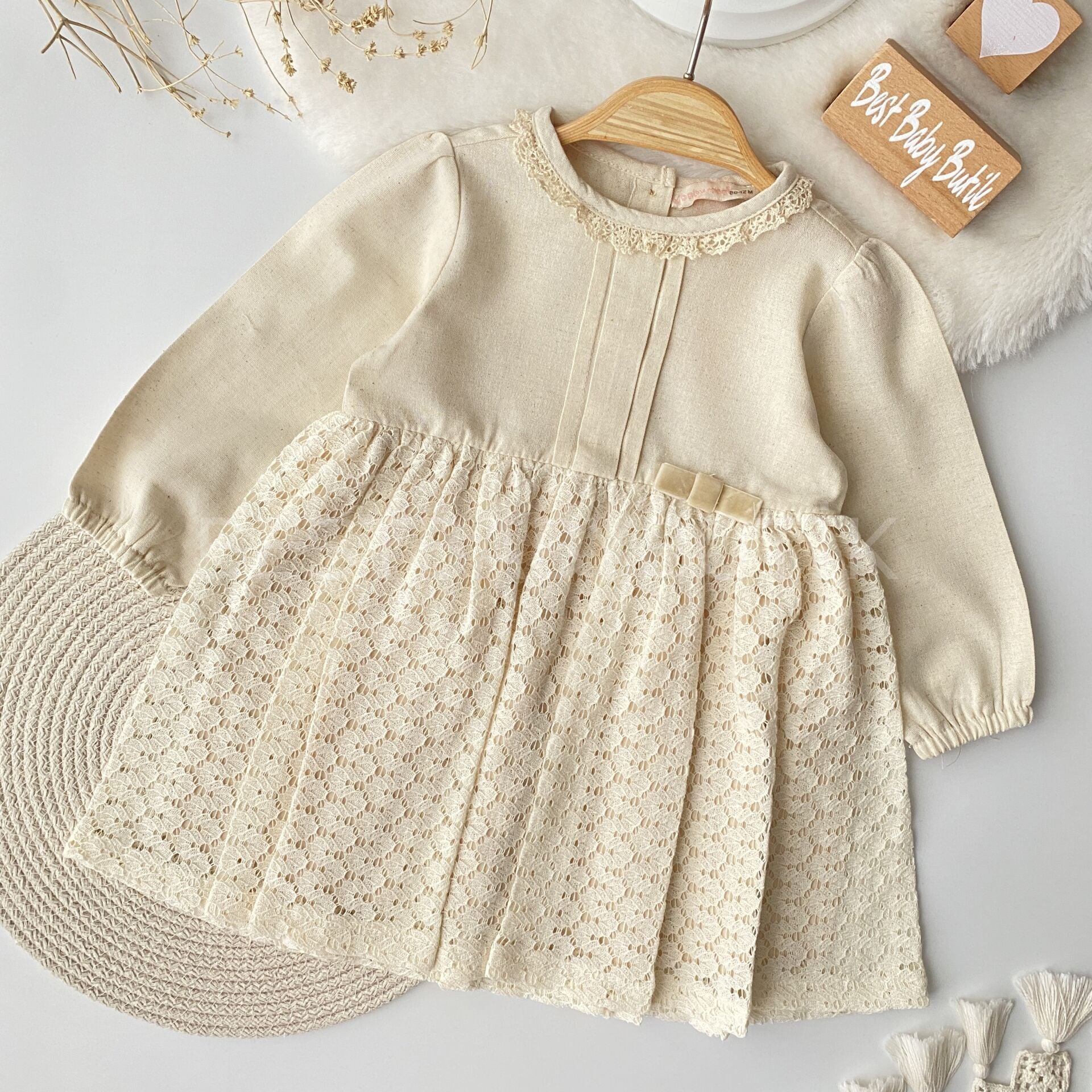 Miya Dantel Etekli Mini Kurdaleli Elbise 18-24 AY