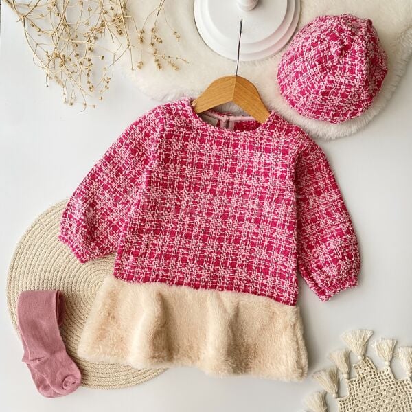 Paris Şapkalı Ve Çoraplı Kürklü Tüvit Elbise -ÖLÇÜLERE GÖRE ALINIZ.