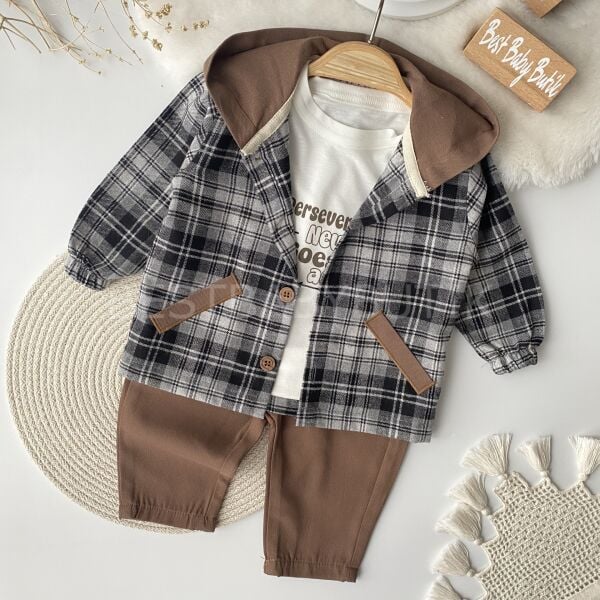 Voya Pötikareli Kapşonlu 3’Lü Takım