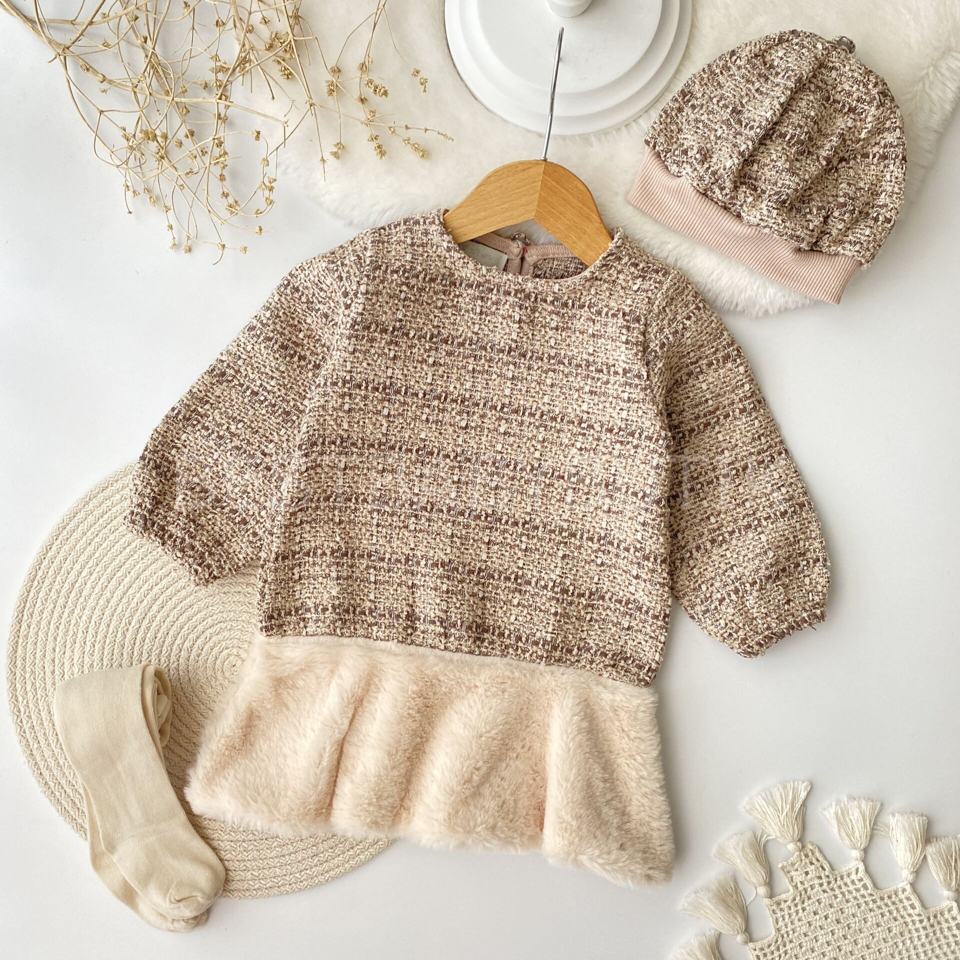 Paris Şapkalı Ve Çoraplı Kürklü Tüvit Elbise ÖLÇÜYE GÖRE ALINIZ!!