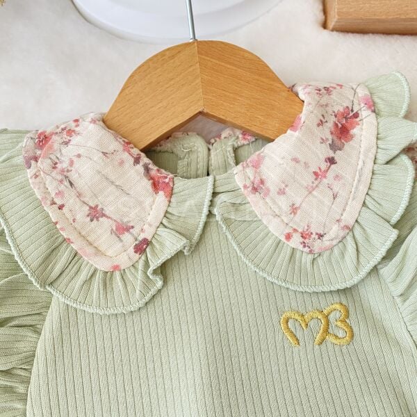 Çiçekli Bebe Yaka Gömlek Görünümlü 2’Li Takım