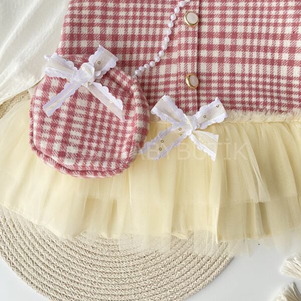 Viola Tütü Jileli Gömlek Ve İnci Çantalı 3’Lü Elbise Takımı