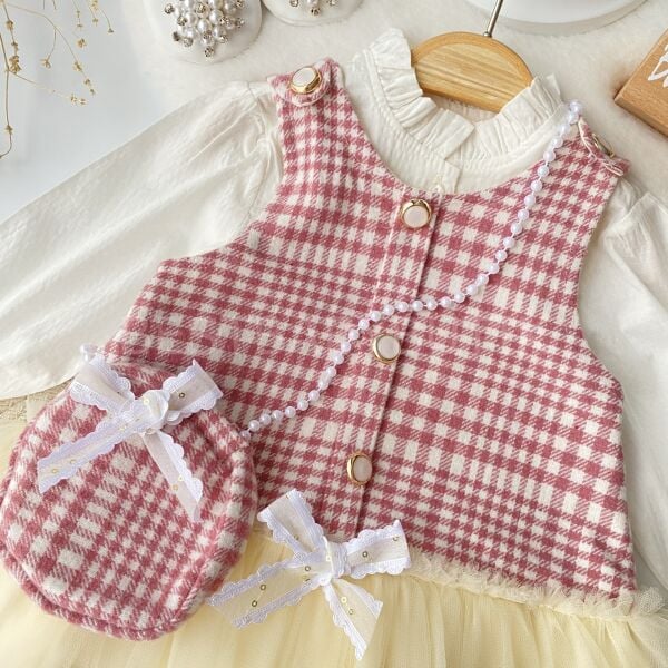 Viola Tütü Jileli Gömlek Ve İnci Çantalı 3’Lü Elbise Takımı