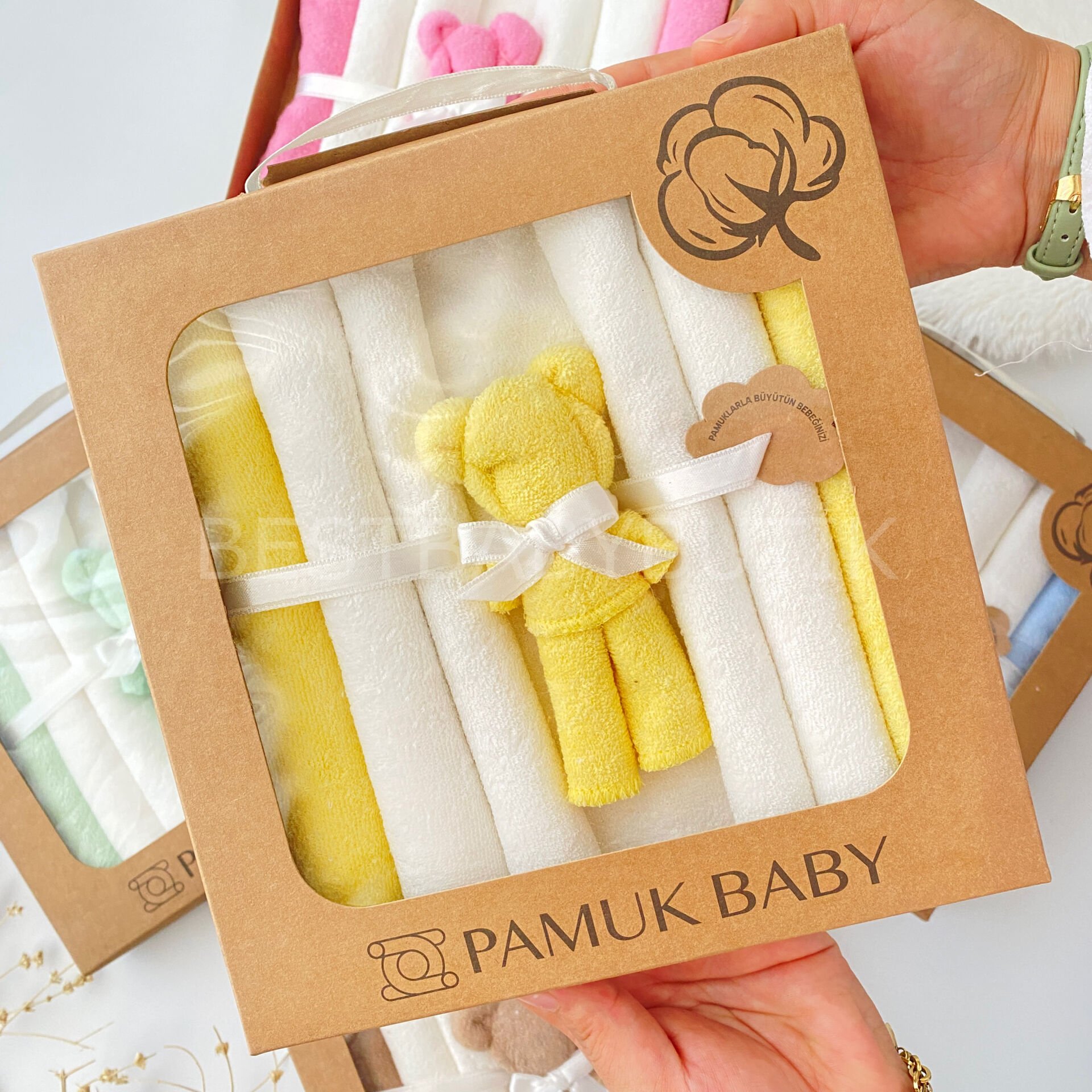 Ayıcıklı Havlu Kutulu Ağız Mendili Seti