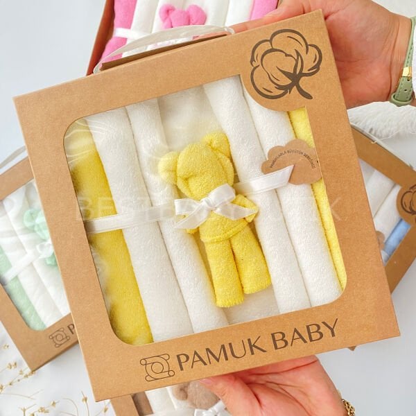 Ayıcıklı Havlu Kutulu Ağız Mendili Seti