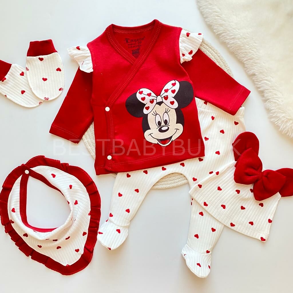 MİNNİE MAUSE FİTİLLİ 5 PARÇA HASTANE ÇIKIŞI SETİ