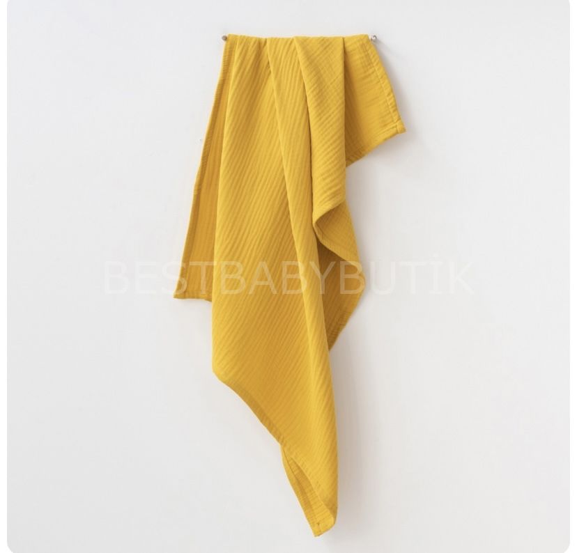 4 KATLI BÜYÜK BOY MÜSLİN SARI BATTANİYE 115x95 cm