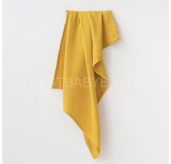 4 KATLI BÜYÜK BOY MÜSLİN SARI BATTANİYE 115x95 cm