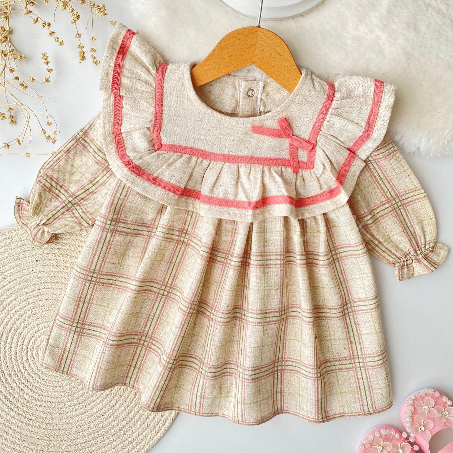 Ela Robalı Pötikare Fırfırlı Elbise 12 AY