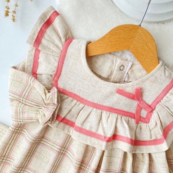 Ela Robalı Pötikare Fırfırlı Elbise 12 AY