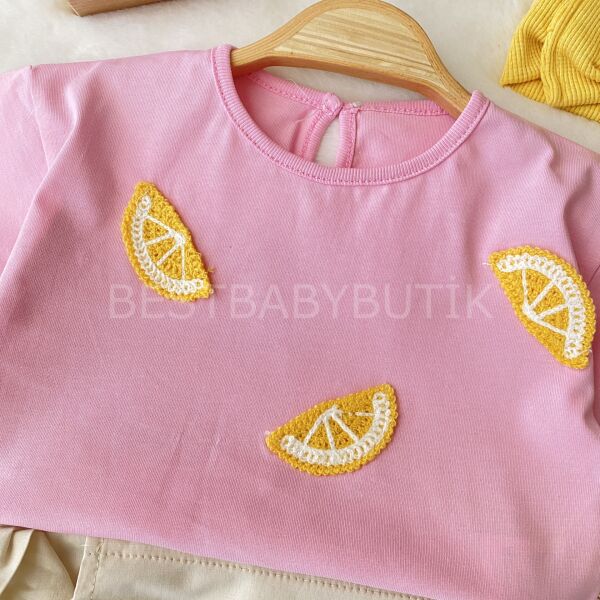 Limon Örgülü Oversize Şort Etekli Takım 6-9 AY