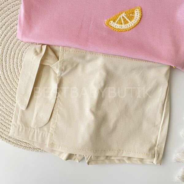 Limon Örgülü Oversize Şort Etekli Takım 9-12 AY