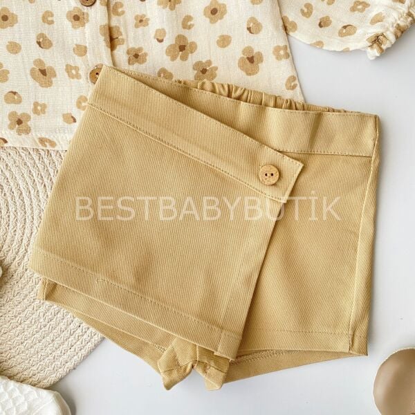 Milla Leopar Desenli Müslin Gömlekli Şort Etekli Takım (Külotlu Çorap Hediye)