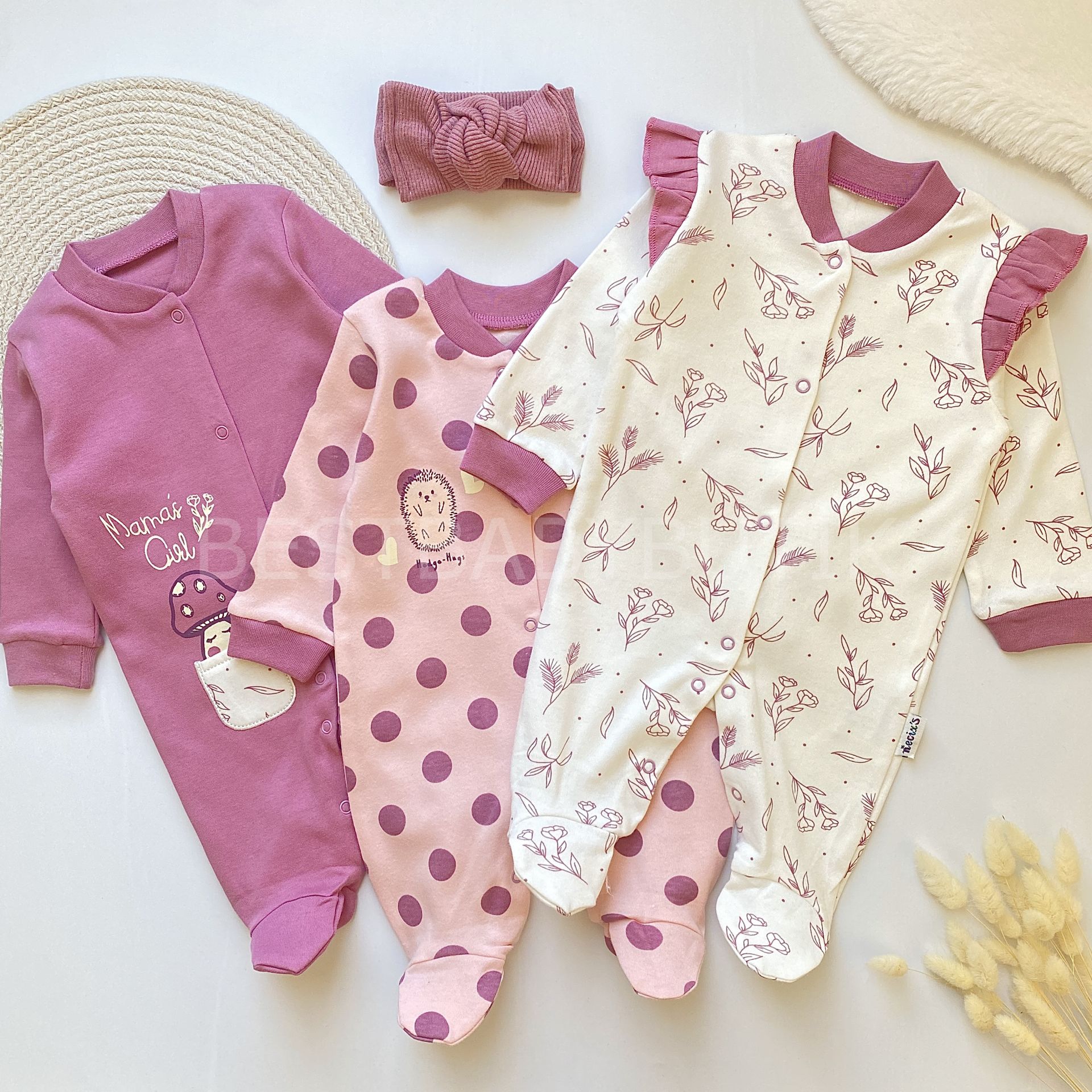 MAMASGİRLS ÇİÇEKLİ PAMUK 3’LÜ TULUM SETİ