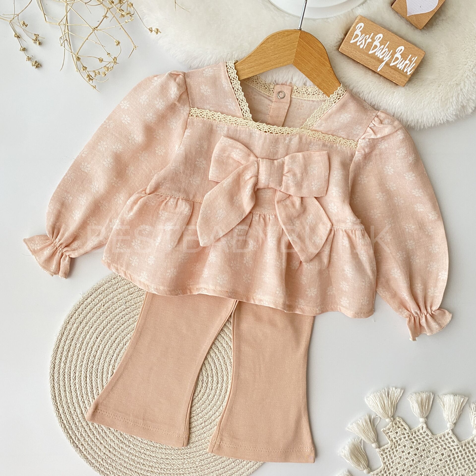 Liya Müslin Gömlekli İspanyol Paçalı Takım