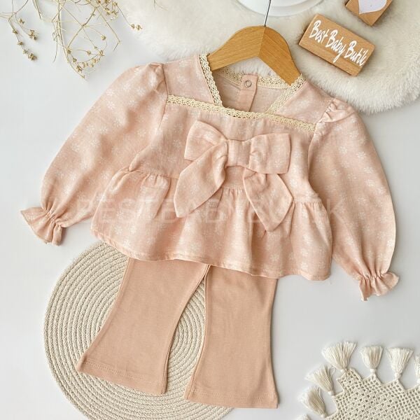 Liya Müslin Gömlekli İspanyol Paçalı Takım